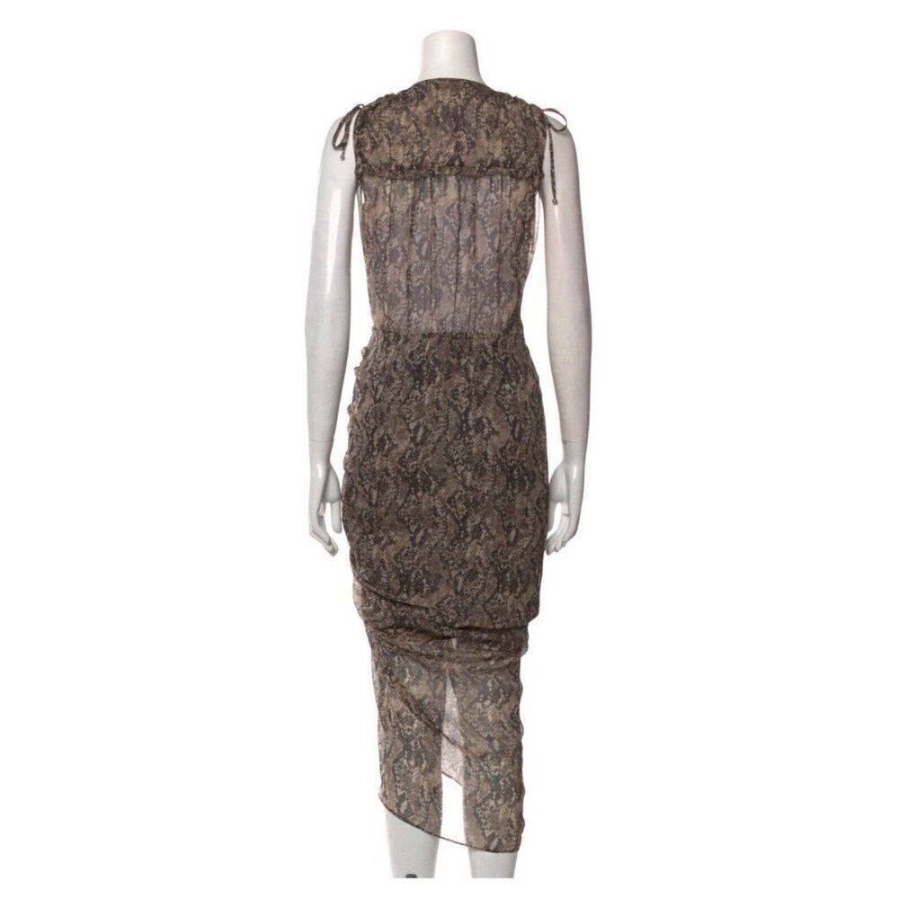 Veronica Beard Authentic Brown Black Snake Print V Neck Tank Dress 10 Medium - Picture 3 of 6